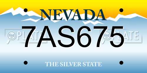 7AS675 Nevada License Plate