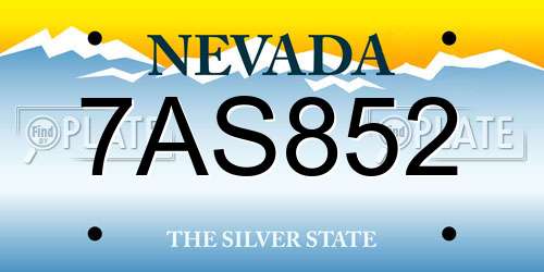 7AS852 Nevada License Plate