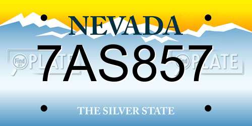 7AS857 Nevada License Plate