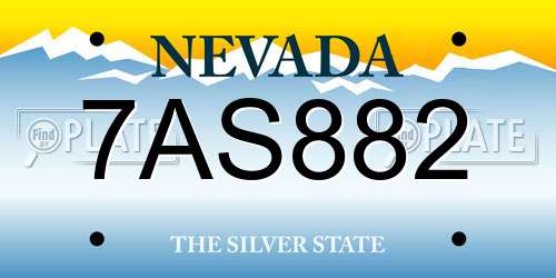 7AS882 Nevada License Plate