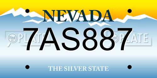 7AS887 Nevada License Plate