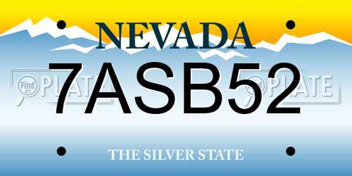 7ASB52 Nevada License Plate