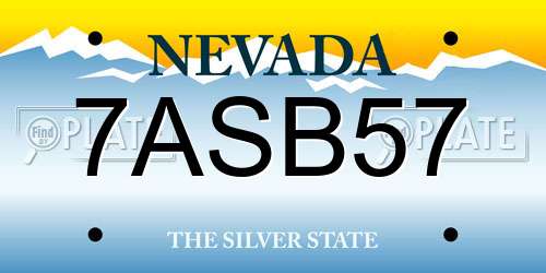 7ASB57 Nevada License Plate