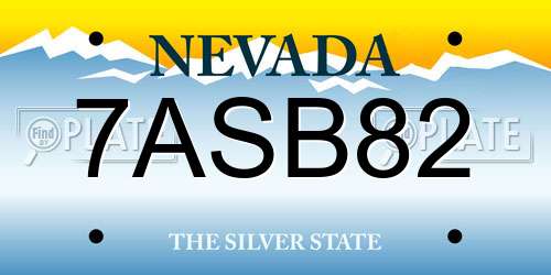 7ASB82 Nevada License Plate