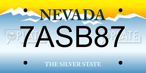 7ASB87 Nevada License Plate
