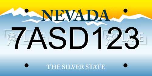 7ASD123 Nevada License Plate