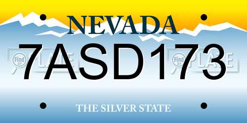 7ASD173 Nevada License Plate