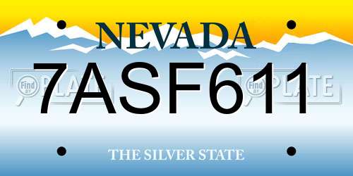 7ASF611 Nevada License Plate