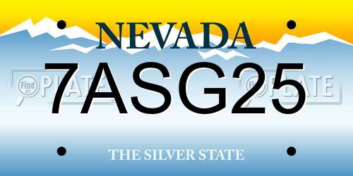 7ASG25 Nevada License Plate