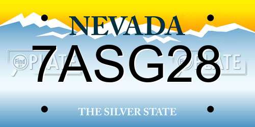 7ASG28 Nevada License Plate