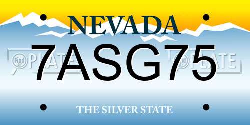 7ASG75 Nevada License Plate