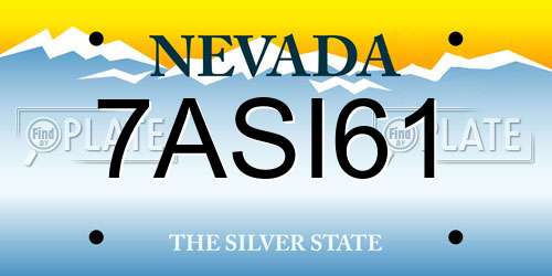 7ASI61 Nevada License Plate