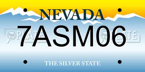 7ASM06 Nevada License Plate