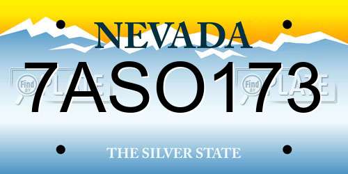 7ASO173 Nevada License Plate