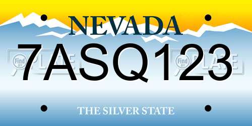 7ASQ123 Nevada License Plate