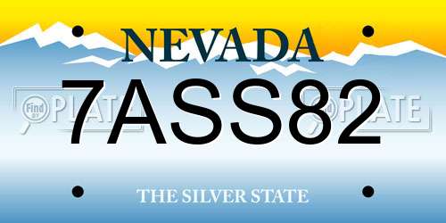 7ASS82 Nevada License Plate