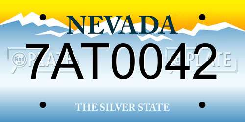 7AT0042 Nevada License Plate
