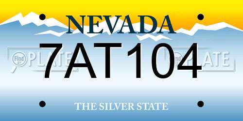 7AT104 Nevada License Plate