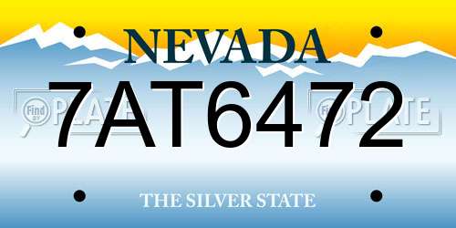 7AT6472 Nevada License Plate