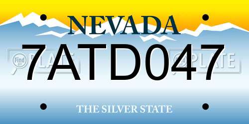 7ATD047 Nevada License Plate
