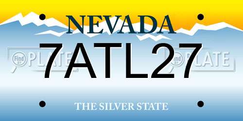 7ATL27 Nevada License Plate