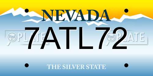 7ATL72 Nevada License Plate
