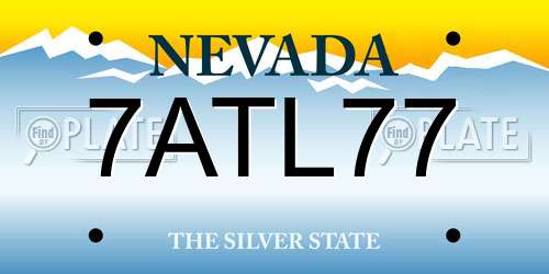 7ATL77 Nevada License Plate