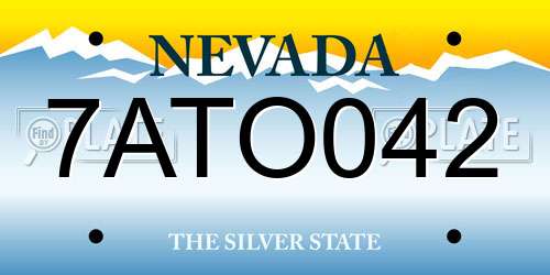 7ATO042 Nevada License Plate