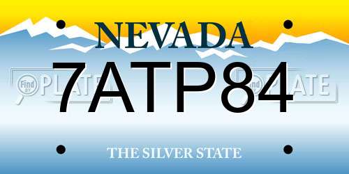 7ATP84 Nevada License Plate