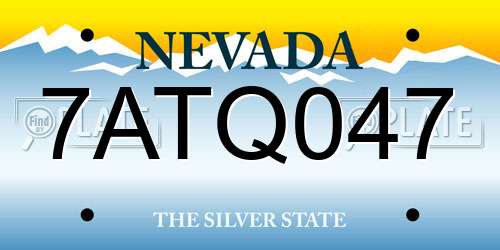 7ATQ047 Nevada License Plate