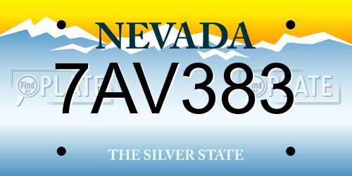 7AV383 Nevada License Plate