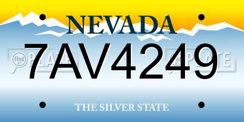 7AV4249 Nevada License Plate