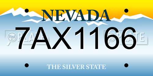 7AX1166 Nevada License Plate