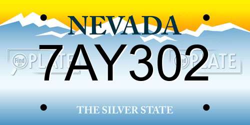 7AY302 Nevada License Plate