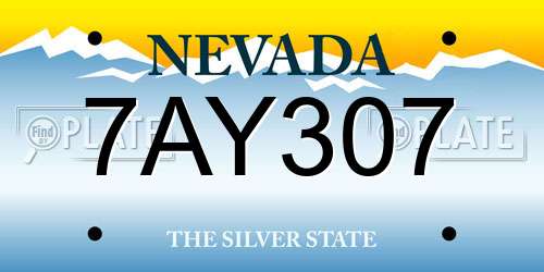7AY307 Nevada License Plate