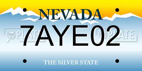 7AYE02 Nevada License Plate
