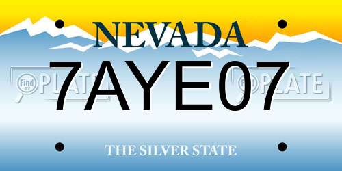 7AYE07 Nevada License Plate