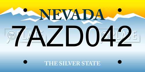7AZD042 Nevada License Plate