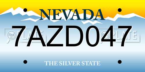 7AZD047 Nevada License Plate