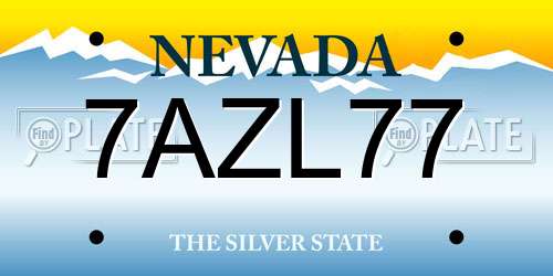 7AZL77 Nevada License Plate