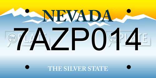 7AZP014 Nevada License Plate