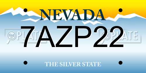 7AZP22 Nevada License Plate