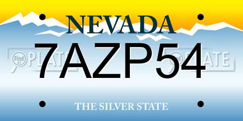 7AZP54 Nevada License Plate