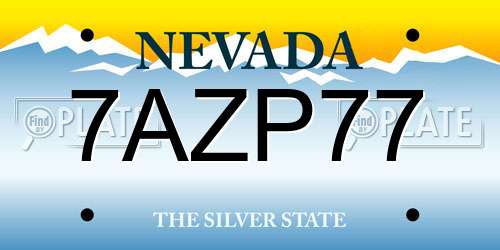 7AZP77 Nevada License Plate