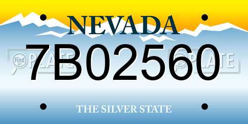 7B02560 Nevada License Plate