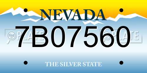 7B07560 Nevada License Plate