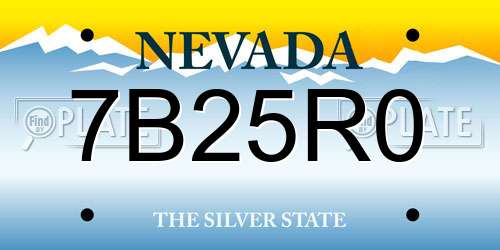 7B25R0 Nevada License Plate