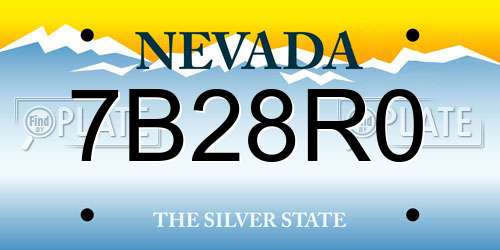7B28R0 Nevada License Plate