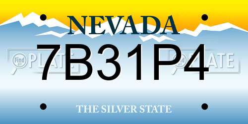 7B31P4 Nevada License Plate