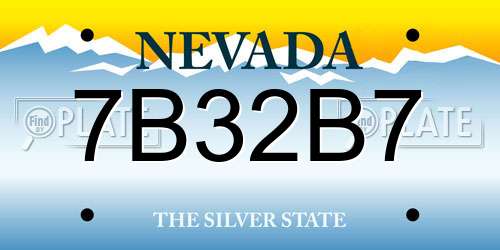 7B32B7 Nevada License Plate